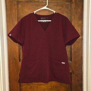 FIGS Technical Collection Womens Scrub Top Large L Burgundy Red FW1100